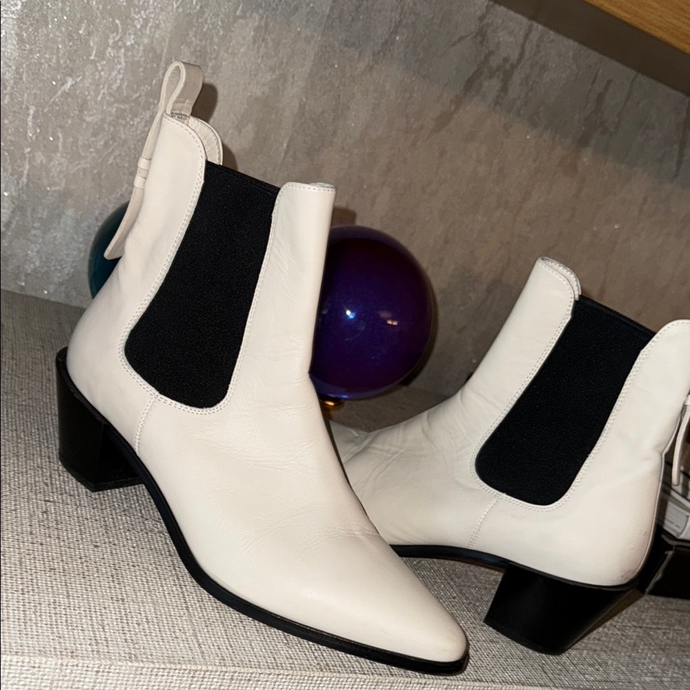 Frame Denim White and Black Over the Knee Boots